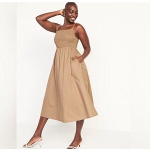 Old Navy Elegant Tan Sleeveless Dress, midi, medium